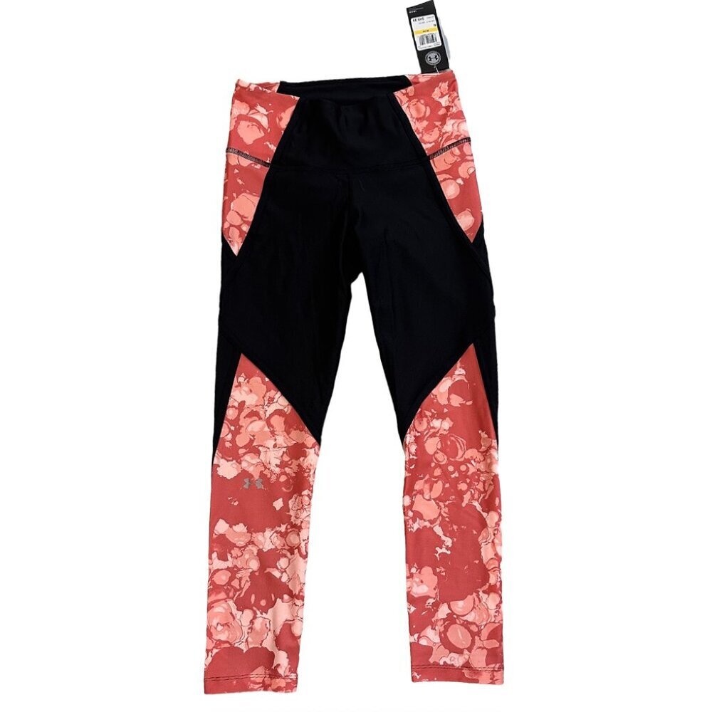 UNDER ARMOUR WOMENS HEATGEAR ANKLE CROP HI-RISE EDGELIT CAPRIS BLACK#1348022-NWT - Picture 2 of 4